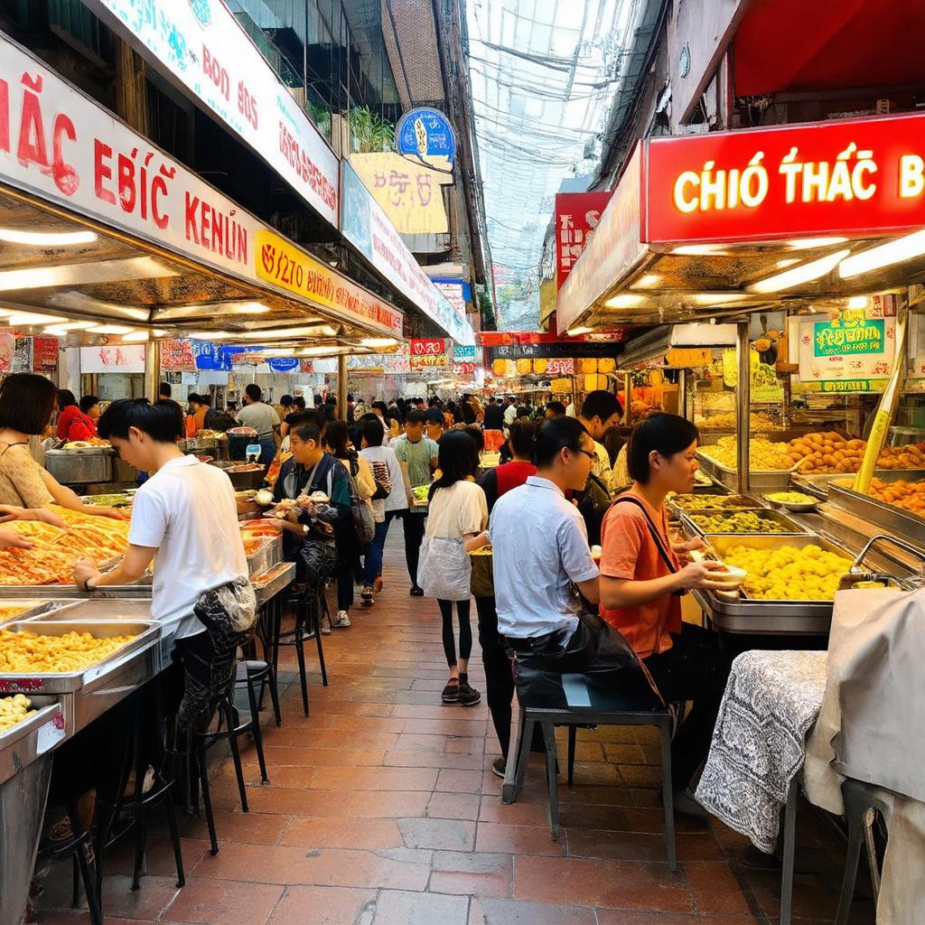 Khung canh khu am thuc sam uat tai Chơ Thủ Đức B voi cac mon an hap dan